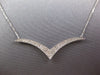 ESTATE .31CT DIAMOND 18KT WHITE GOLD 3D CLASSIC BUTTERFLY V SHAPE LOVE NECKLACE