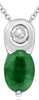 .49CT DIAMOND & AAA EMERALD 14K WHITE GOLD 3D OVAL & ROUND LOVE FLOATING PENDANT