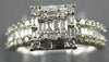 ESTATE .42CT DIAMOND 18KT WHITE GOLD ROUND & BAGUETTE CLASSIC CLUSTER FUN RING