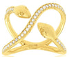 ESTATE .25CT DIAMOND 14KT YELLOW GOLD 3D DOUBLE SNAKE CRISS CROSS FUN RING