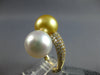 LARGE .93CT DIAMOND & AAA WHITE & GOLDEN SOUTH SEA PEARL 18K YELLOW GOLD 3D RING