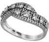 ESTATE .76CT DIAMOND 18KT WHITE GOLD 3D ROUND DOUBLE LEAF CRISS CROSS LOVE RING