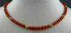 ESTATE AAA RED CORAL & GOLD BEADS 14KT Y GOLD NECKLACE & FILIGREE LOCK 5MM 22069