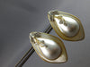 EXTRA LARGE .14CT DIAMOND & AAA PEARL 14K 2 TONE GOLD 3D HANGING EARRINGS #27898