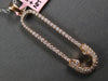 ESTATE LARGE .58CT DIAMOND 14KT ROSE GOLD SAFETY PIN FUN LOVE FLOATING NECKLACE