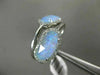 ESTATE .27CT DIAMOND & AAA OPAL 14KT WHITE GOLD 3D HALO CIRSS CROSS DOUBLE RING