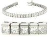 LARGE 11.5CT DIAMOND 14KT WHITE GOLD FLOWER SQUARE BY THE YARD TENNIS BRACELET