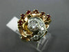 ANTIQUE 1.45CT DIAMOND & RUBY 14KT ROSE & WHITE GOLD FLOWER COCKTAIL RING #1968