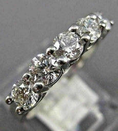 ESTATE 1.18CT DIAMOND 14K WHITE GOLD 3D FIVE STONE WEDDING ANNIVERSARY RING #858