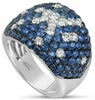 ESTATE LARGE 4.25CT DIAMOND & AAA SAPPHIRE 18KT WHITE & BLACK GOLD PAVE FUN RING