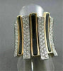 ANTIQUE WIDE 1.40CT DIAMOND & ONYX 18KT WHITE & ROSE MULTI ROW RING #0XRG5726T-A