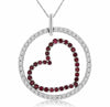 ESTATE 1.80CT DIAMOND & AAA RUBY 14KT WHITE GOLD 3D CIRCLE OF LIFE HEART PENDANT