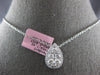 EXTRA LARGE 1.16CT DIAMOND 14KT WHITE GOLD 3D CLUSTER TEAR DROP FLOATING PENDANT