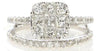 WIDE 1.40CT DIAMOND 18KT WHITE GOLD ROUND & PRINCESS ENGAGEMENT WEDDING RING SET