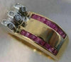ANTIQUE .47CTW DIAMOND RUBY 14K W YELLOW GOLD WIDE BAND RING 8MM F/G VVS #18769
