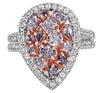 2.76CT WHITE & PINK DIAMOND 18K WHITE & ROSE GOLD MULTI SHAPE CLUSTER LOVE RING