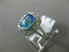 LARGE 2.10CT DIAMOND & AAA BLUE TOPAZ 14K WHITE GOLD FILIGREE SQUARE FLOWER RING