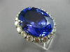 ESTATE EXTRA LARGE 31.4CT DIAMOND & AAA EXTRA FACET TANZANITE PLATINUM HALO RING