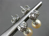 ESTATE .60CT DIAMOND & PEARL 14KT WHITE GOLD 3D FLOWER HANGING EARRINGS #22109