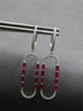 1.32CT DIAMOND & AAA RUBY 14KT WHITE GOLD ROUND & BAGUETTE FUN HANGING EARRINGS
