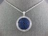 LARGE 2.71CT DIAMOND & AAA SAPPHIRE 18KT WHITE GOLD ROUND CLUSTER HALO PENDANT