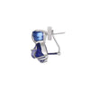 LARGE 27.50CT AAA TANZANITE 18KT WHITE GOLD MULTI SHAPE FLOWER CLIP ON EARRINGS