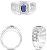 WIDE 1.45CT DIAMOND & AAA SAPPHIRE 18KT WHITE GOLD OVAL & ROUND SQUARE MENS RING