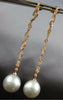 LONG .58CT DIAMOND & SOUTH SEA PEARL 18KT ROSE GOLD TEAR DROP HANGING EARRINGS