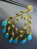 ESTATE EXTRA LARGE 1.25CT DIAMOND & TURQUOISE 18KT YELLOW GOLD HANGING EARRINGS
