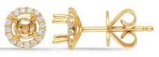 .14CT DIAMOND 14KT YELLOW GOLD CLASSIC FOUR PRONG HALO SEMI MOUNT STUD EARRINGS