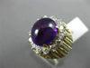 ANTIQUE LARGE 8.34CT DIAMOND & AAA AMETHYST 18K TWO TONE GOLD 3D OVAL RING #2624