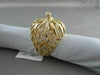 ANTIQUE WIDE  1.60CT DIAMOND 18KT YELLOW GOLD 3D OPEN FILIGREE FLOWER LEAF RING