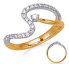 ESTATE .32CT DIAMOND 14KT 2 TONE GOLD 3D SOLITAIRE DOUBLE WAVE FUN LOVE RING
