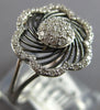ESTATE WIDE .30CT DIAMOND 14KT WHITE GOLD 3D CLASSIC FLOWER FUN LOVE RING