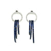 2.61CT DIAMOND & AAA SAPPHIRE 18KT WHITE GOLD CIRCULAR FUN HOOP HANGING EARRINGS