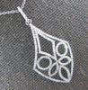 LARGE .56CT DIAMOND 14K WHITE GOLD FLOWER GEOMETRICAL TEAR DROP FLOATING PENDANT