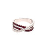 1.15CT DIAMOND & AAA RUBY 18KT WHITE GOLD DOUBLE CRISS CROSS INFINITY LOVE RING