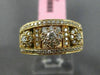 ESTATE WIDE .75CT DIAMOND 18KT ROSE GOLD 3D 3 FLOWER MILGRAIN ANNIVERSARY RING