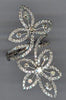 ESTATE LARGE 1.8CT DIAMOND 18KT WHITE GOLD DOUBLE FLOWER CRISS CROSS LOVE RING
