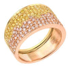LARGE 1.3CT PINK & FANCY YELLOW DIAMOND 18K YELLOW & ROSE GOLD 3D MULTI ROW RING