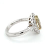LARGE 2.06CT WHITE FANCY YELLOW DIAMOND 18KT 2 TONE GOLD 3 STONE ENGAGEMENT RING