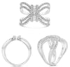 .77CT DIAMOND 14K WHITE GOLD 3D ROUND & BAGUETTE INFINITY BOW TIE MULTI ROW RING