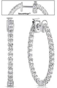 ESTATE 1.50CT DIAMOND 14KT WHITE GOLD 3D ROUND INSIDE OUT HOOP HANGING EARRINGS