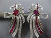 ESTATE EXTRA LARGE 8.75CT DIAMOND & AAA RUBY 14K WHITE GOLD BOW CLIP ON EARRINGS