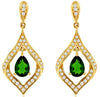 1.19CT DIAMOND & AAA RUSSALITE 14KT YELLOW GOLD PEAR SHAPE & ROUND LEAF EARRINGS