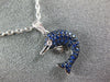 ESTATE .73CT DIAMOND & AAA SAPPHIRE 18KT WHITE GOLD 3D HAPPY DOLPHIN PENDANT
