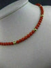 ESTATE AAA RED CORAL & GOLD BEADS 14KT Y GOLD NECKLACE & FILIGREE LOCK 5MM 22069
