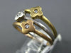 ESTATE .06CT DIAMOND 14KT TRI COLOR GOLD ETOILE FLOWER TRIPLE STACKABLE FUN RING