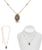 .65CT WHITE & MOCHA DIAMOND 14K ROSE GOLD 3D MARQUISE & ROUND HALO LOVE NECKLACE