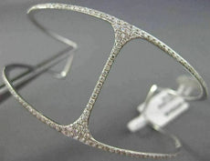 ESTATE WIDE 1.0CT DIAMOND 14K WHITE GOLD 3D HANDCRAFTED FLEXIBLE BANGLE BRACELET